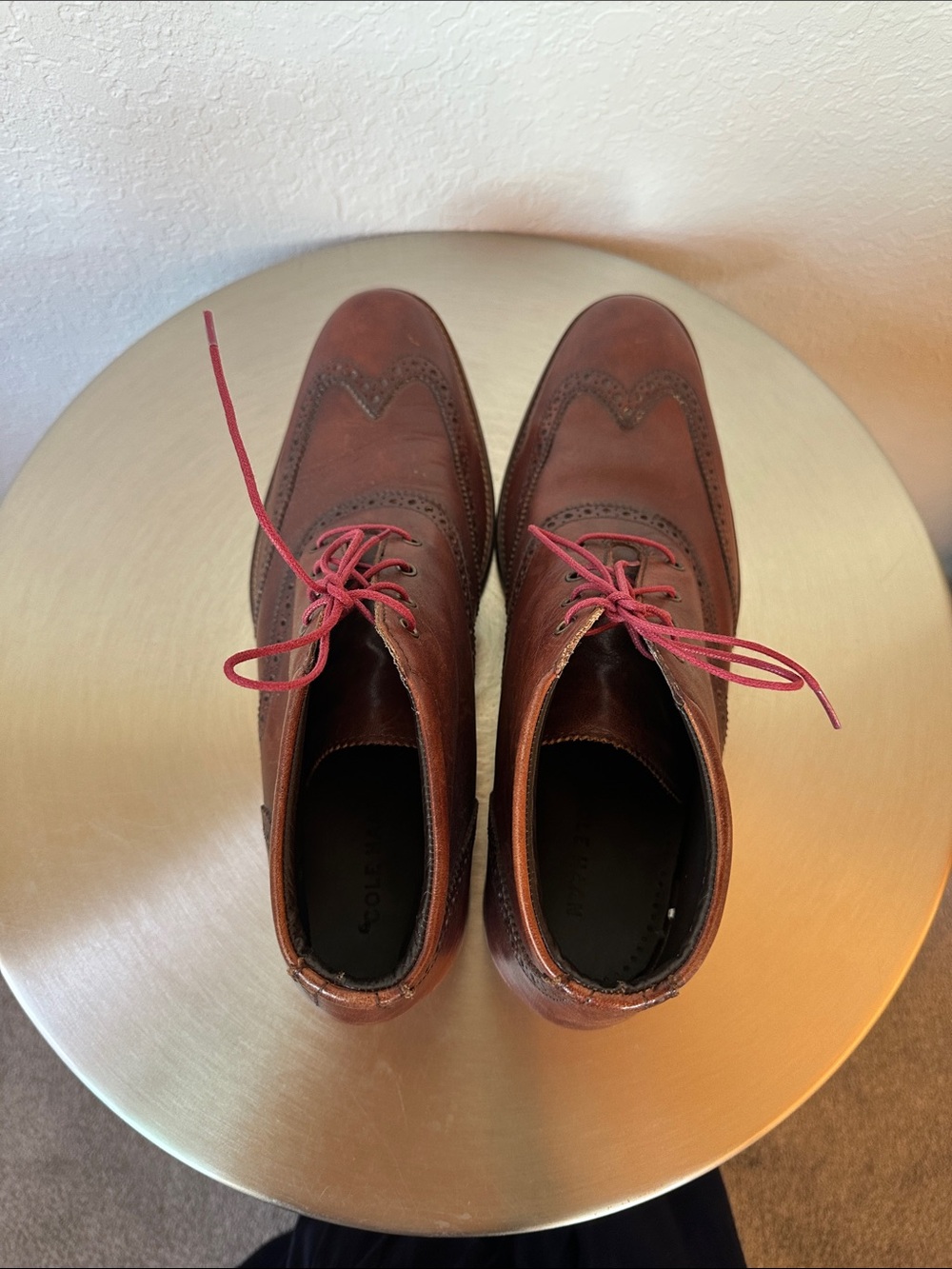 Cole Haan Brown Leather Chukka Wingtip Boots with Red Laces Sz 12 - Picture 10 of 10